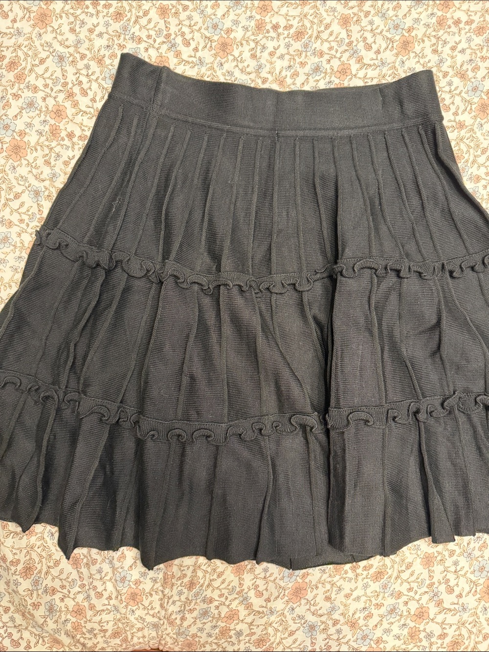 Simplee Apparel Black Tiered Ruffle Skater Skirt
